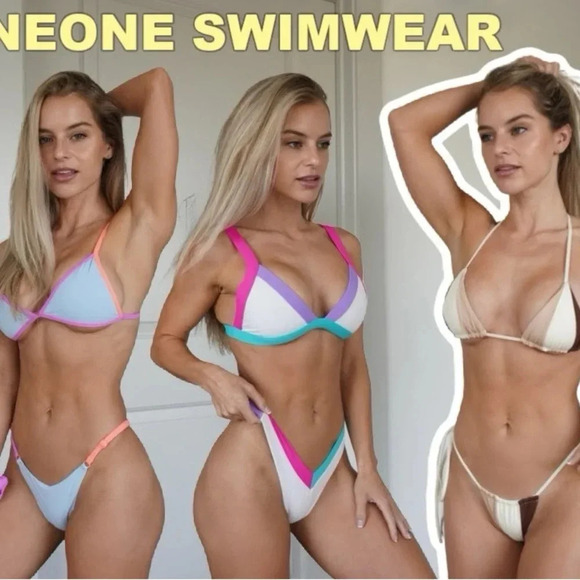 NWT OneOne Swimwear SET Bikini Pristine Kameron Jesse White Purple Pink NEW Cute - Picture 14 of 14